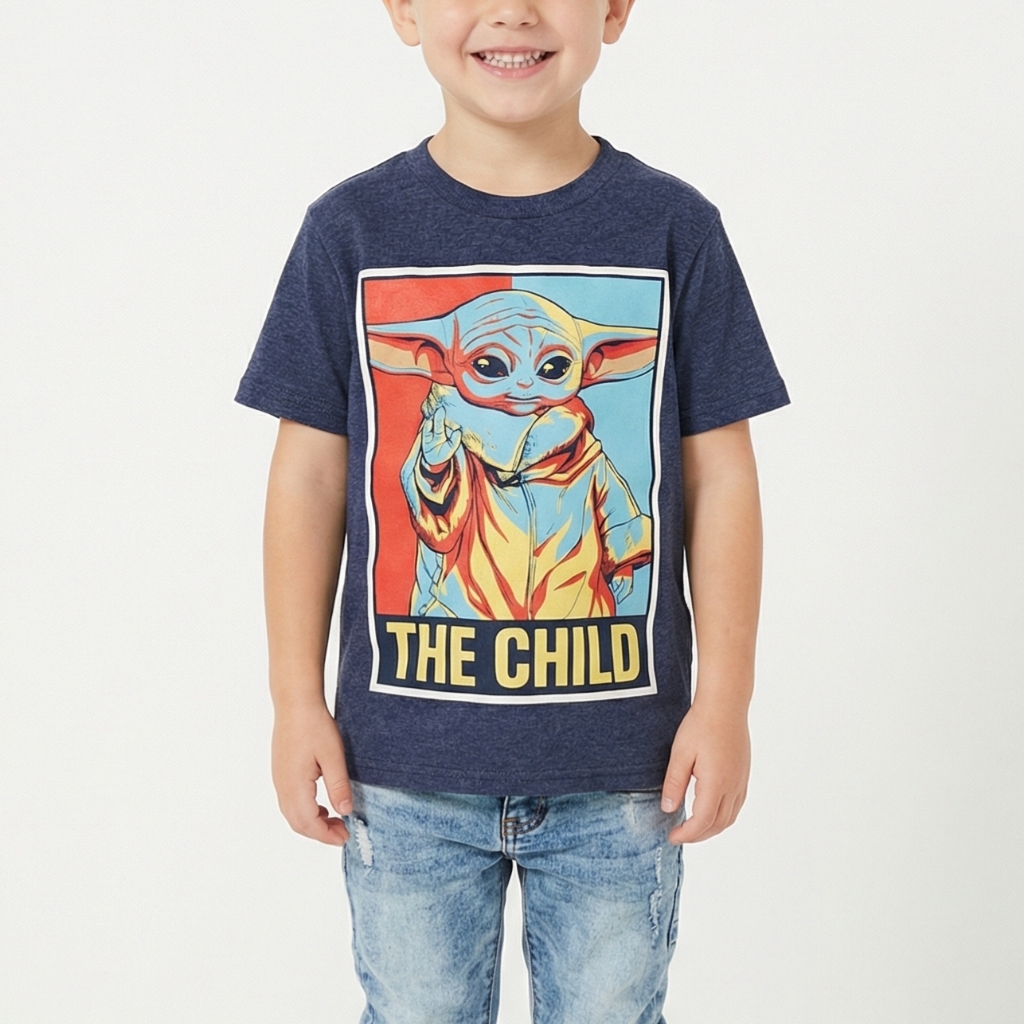 Star Wars The Child Baby Yoda Boys Graphic T-Shirt Xs 4/5 Navy Blue